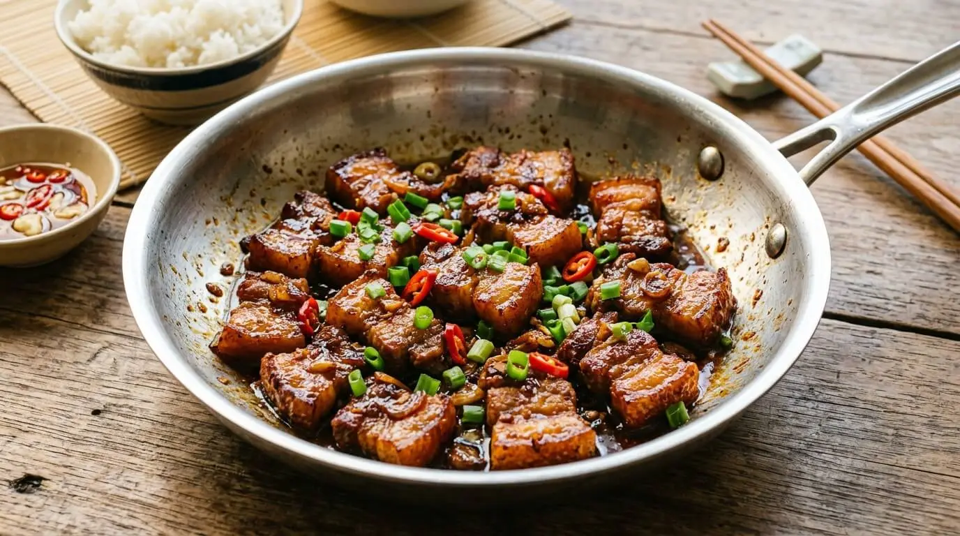 cách rang thịt heo cháy cạnh
